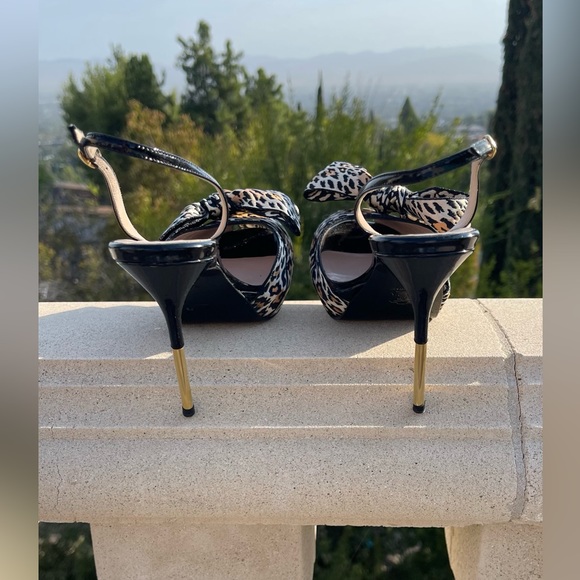 Brunofrizoni vintage animal print platforms with a silk bow size 6B - Picture 6 of 8